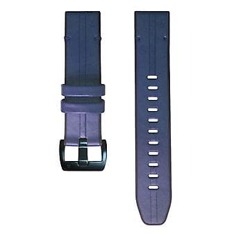 Til Garmin Fenix 6 Silikon + Læder Urrem (Blå)