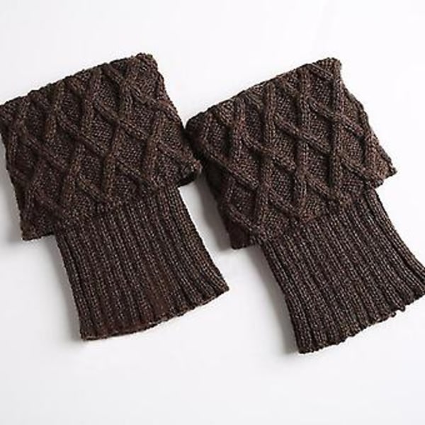 Vintervarmere for kvinner i heklet strikk, støvlettbeskyttere, ankelsøkker (Kaffe)