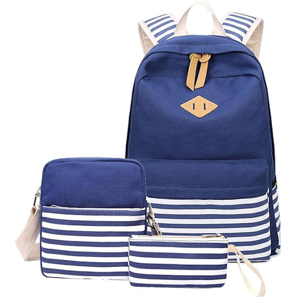 Causal Canvas Stripe Ryggsekk Søte Tenårings Ryggsekker For Jenter Skole