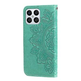 Blomster PU-etui til Honor X8 5G / X6 (Grøn)