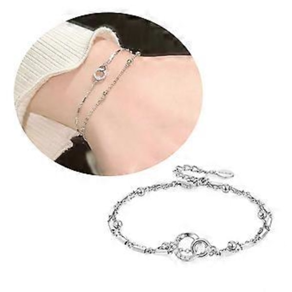Modern Geometrisk Armband Elegant Silverfärg Armbands Prydnad För Flickor Med Dubbla Lagerdesigner (rosa diamant hjärta)