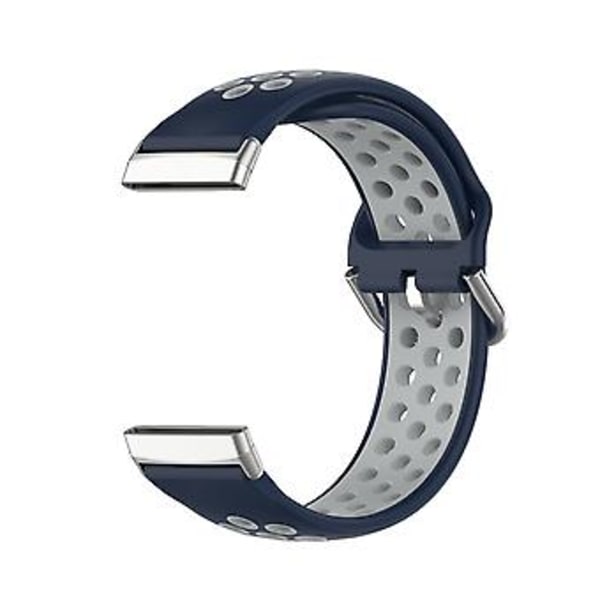 Tvåfärgad Silikonarmband för Fitbit Versa 3 (Mörkblå Grå)