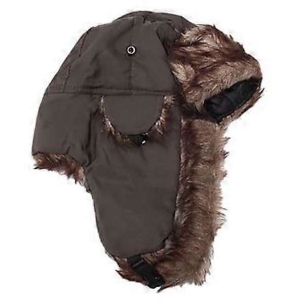 Trooper Hat Unisex Justerbar Faux Pels Vindtæt Udendørs Hue til Vinter Qinhai (Kaffe)