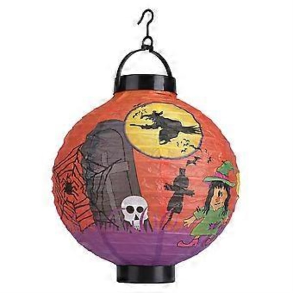 Papir Græskar Hængende Lanterne Lys Lampe til Halloween Fest Dekoration (Rød, Slot)