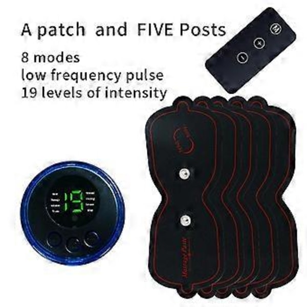Helt ny - Mini Elektrisk Nacke Ryggmassage EMS Cervikal Massage Patch Lindring Smärta Portabel ((1 värd1fjärrkontroll 3 patchar)