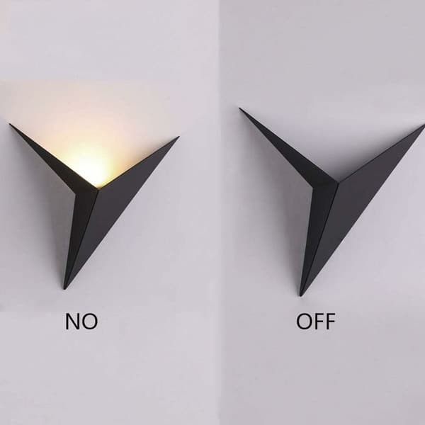 Svart LED-vägglampa, Modern Svart Triangulär Vägglampa, Effekt 3
