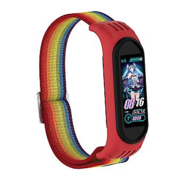 Twill 8-formad spänne armband för Xiaomi Mi Band 3 / 4 / 5 (Regnbåge)