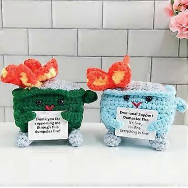 Handgjord Inspirerande Crochet Positiv Dock Söt Soptipp Eld Crochet Dock Present Kvinnor Födelsedag Ch