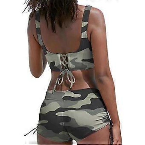 Bikini Set Dam Badkläder Baddräkt Strandkläder Stcyv(XL Kamouflage)