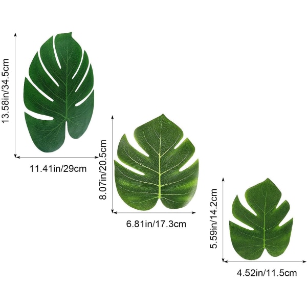 45 stk. kunstige tropiske palmeblade Hawaii-temafestdekoration