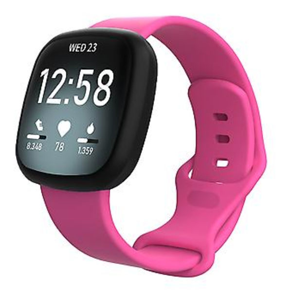 Fitbit Versa 3 / Sense -silikoniranneke, koko: L (Vaaleanpunainen)