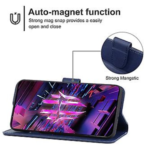 Lærtelefonveske for ZTE Nubia Red Magic 7S (Blå)