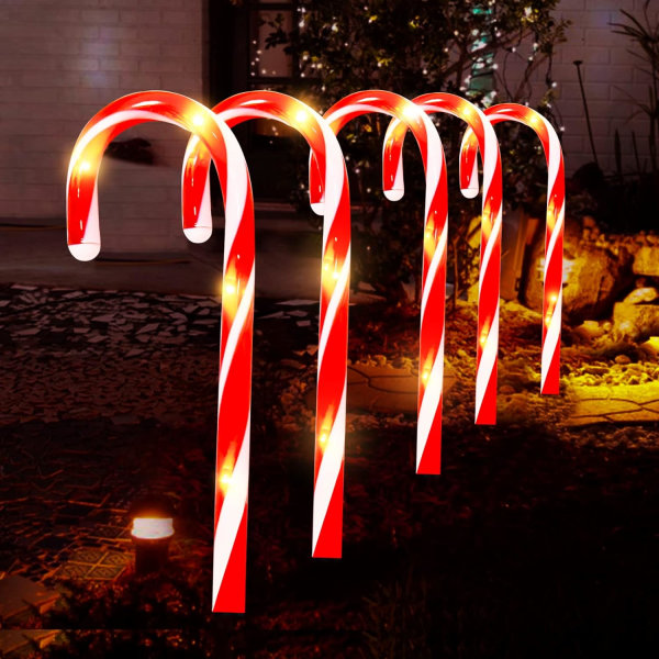 5 stk. Candy Cane Lyskæde, Jule LED Candy Cane, Illumina