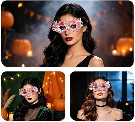 Halloweenkostumer, festmasker, blondemasker, hvide \"blodige\" blondemasker