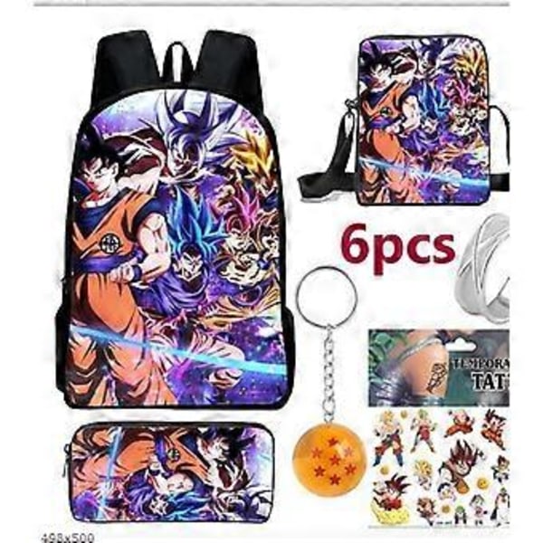 Uusi Anime Cartoon Dragon Ball -reppu ala- ja yläkouluun, koululaukku, olkalaukku, penaali, kolmiosainen setti 7-NMAOV