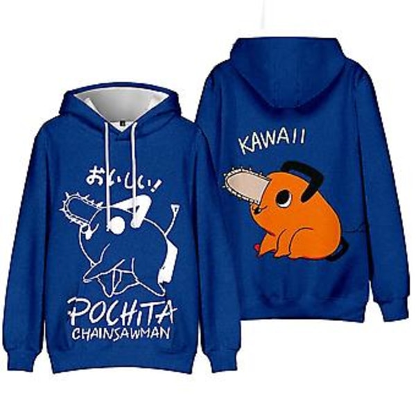 Unisex Chainsaw Man Anime Hoodie Långärmad 3D Grafisk Tryckt Tröja (XL D)