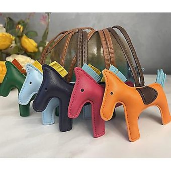 SDIGV Læder Tassel Pony Nøglering Læder syet hest styling sød mode taske tilbehør (Grøn)