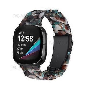 Resin Armbånd Urrem 3 Perler Udskiftning Kompatibel Til Fitbit Versa 3 / Fitbit Sense(Blå)