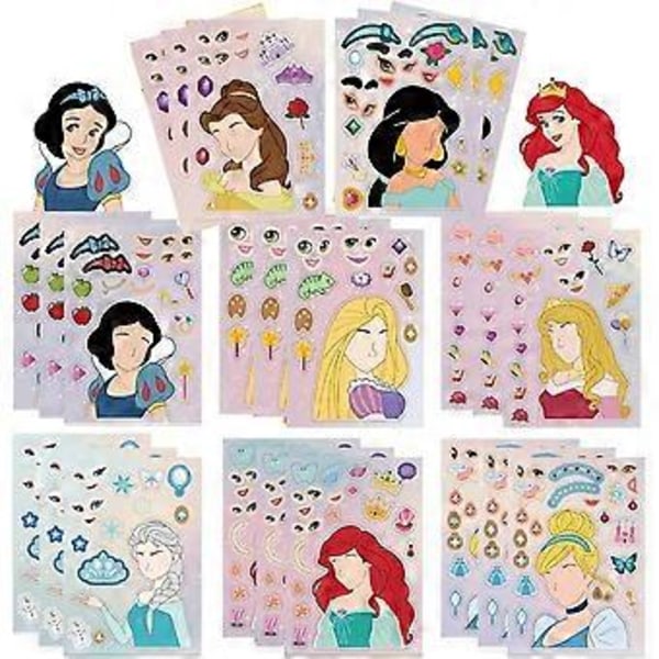 8 Arkkia Tee Omat Prinsessa Kasvo Tarroja Lapsille Prinsessa Tee Se Itse Kasvo Tarroja Vedenpullolle Kupille Kannettavalle Tietokoneelle Laastareille (Tee Kasvot)