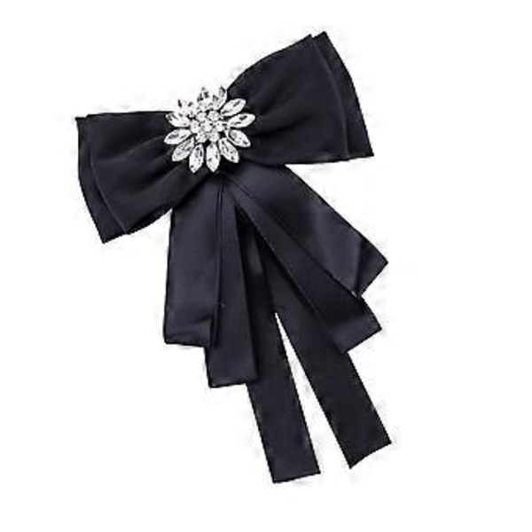 1 stk. Sløjfe Broche Skjorte Sløjfe Rhinestone Corsage Dekorativ Brystnål Tøj Nål (Sort)