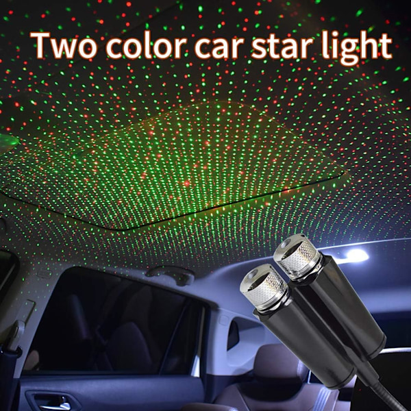 USB-nattlysstjerneprojektor, 2 i 1 automatisk biltak LED-lys, A