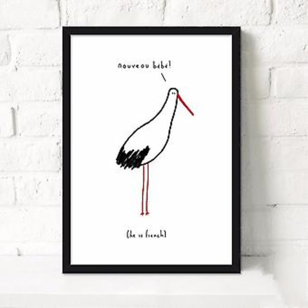 Wekity Word Meets Animals 1 Väggkonst Canvas Print Poster, Enkel Kreativ Akvarellkonst Ritning Dekoration för Hem Vardagsrum Sovrum Kontor och Barn