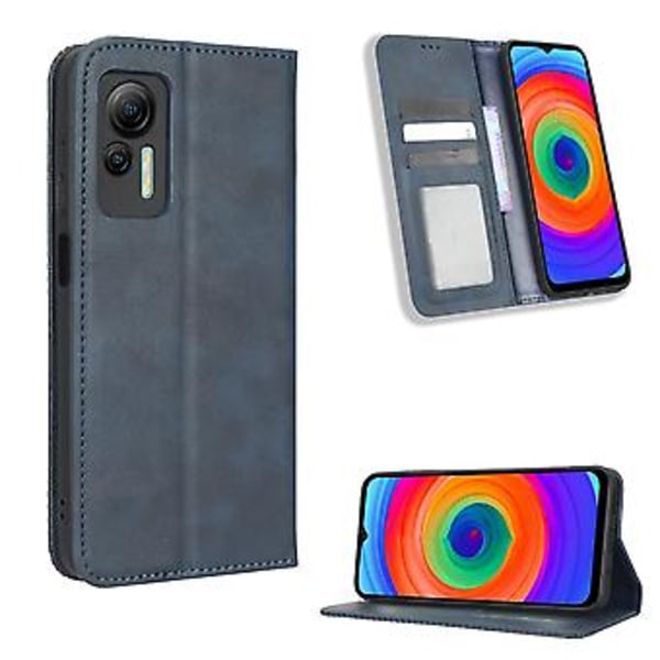 Lærtelefonveske for Ulefone Note 14 (Blå)