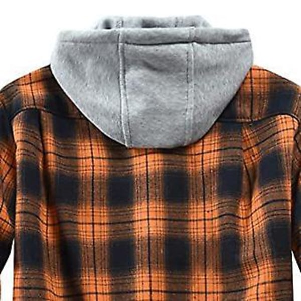 Fianao Vinterjakke for menn, rutete, med knapper, vindtett, løs, med myk fór, hette, yttertøy (S rød)