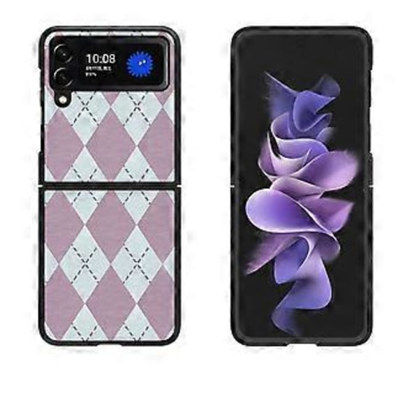 Geometrinen vinoneliökuori, yhteensopiva Samsung Galaxy Z Flip 4:n kanssa, PC-kehys ja PU-nahkainen iskunkestävä suojus