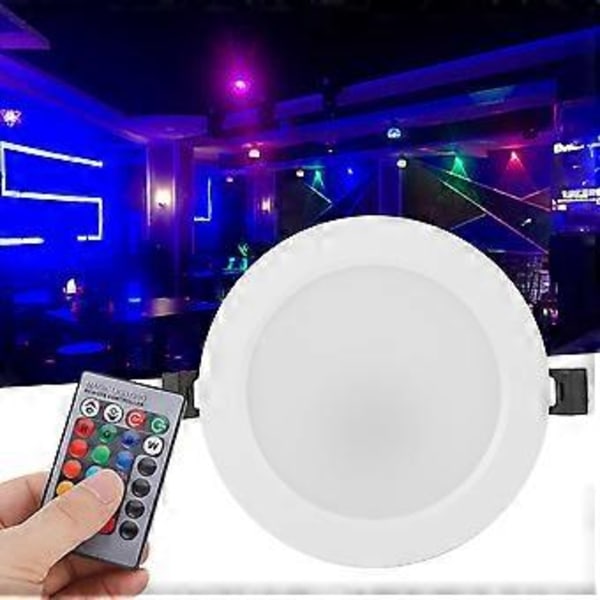 AC85-265V 10W RGB+CW LED Taklampe 16-Fargers Downlight Innfelt Lampe med Fjernkontroll