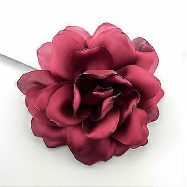 Elegant Stor Blomsternål i Blødt Stof Delikat Stofblomst Broche Nål Delikat Krave Nål til Rejser og Fritid Sort (Sort)