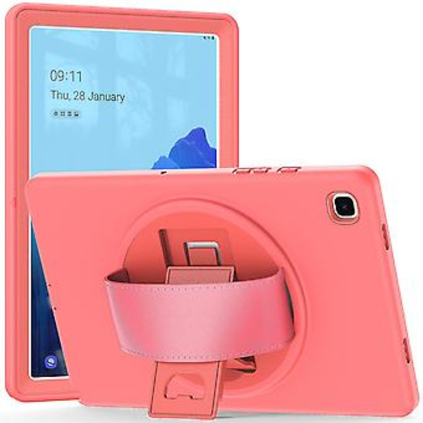 Coral Rød Etui til Samsung Tab A7 10,4 tommer T500 med Håndrem, Justerbar Stativ