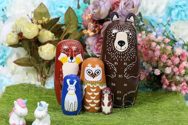Bjørn Russiske Nesting Dolls Matryoshka Tre Stacking Nested Set 5
