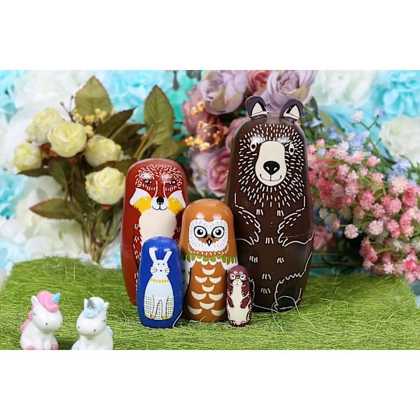 Karhu Venäläiset Nesting Nuket Matryoshka Puu Pinoaminen Sisäkkäinen Sarja 5