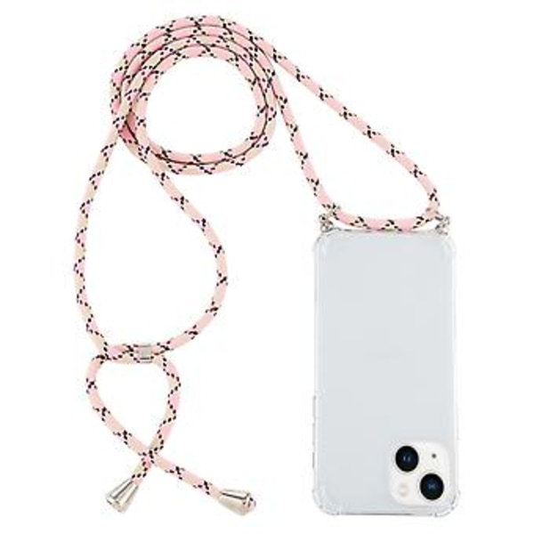 TPU-fodral med snodd för iPhone 15 Plus (Rosa Gult)
