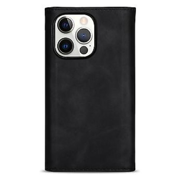 Läderfodral med dragkedja för iPhone 14 Pro (Svart)