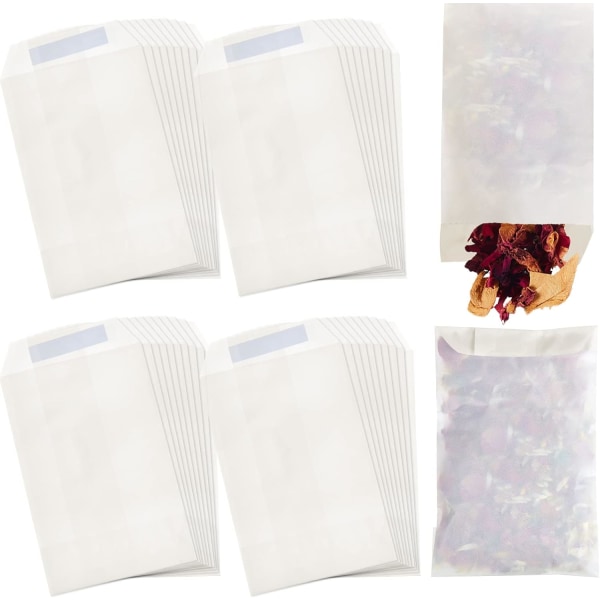 80 Pcs 9x13.5cm Glassine Bags Self-Adhesive Crystal Paper Envelop