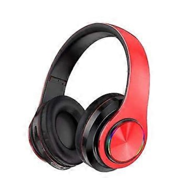 Bluetooth headset hodebøyle trådløs lysende fargerik pustelampe plugin-kort sammenleggbart headset (rød pluss svart)