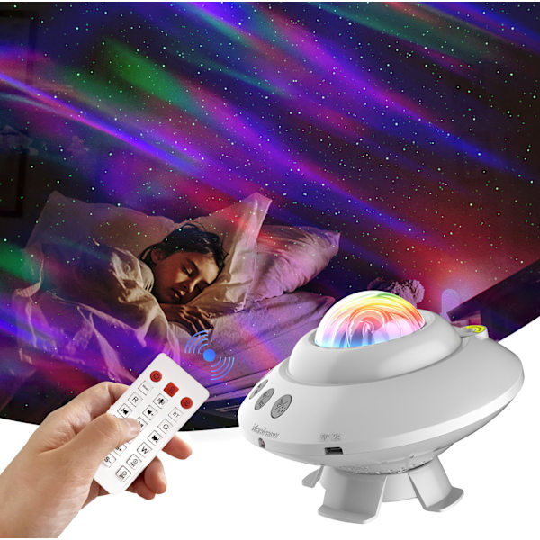 Fargeskiftende LED Stjernehimmel Projektorlampe (Hvit)