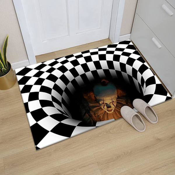 3D optisk illusjon teppe, klovnefelle mønster sklisikker rektangulær
