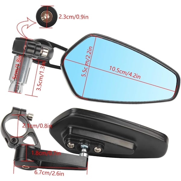 Universal 22mm Motorcykel Bakre Speglar Backspeglar CNC Back Vi
