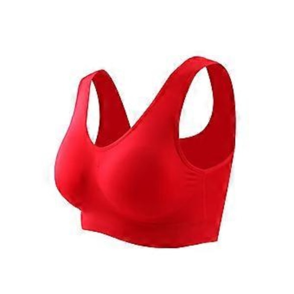 Bomulds Vest BH til Midaldrende og Ældre Kvinder, Uden Stålring, Plus Size Undertøj - Hudfarve/YY(XL rød)