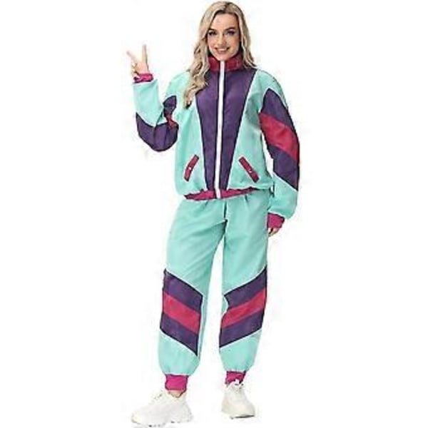 Rave-antrekk for kvinner, skinnende crop top-hettegenser, metallisk fritidsbukse, hettegenser-treningsgenser, discodanse-klubbklær (X-Large Mint Green)