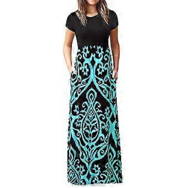 Naisen pyöreäkauluksinen mekko 6 kokoa valittavissa S/M/L/XL/2XL/3XL Sopii rannalle (M)