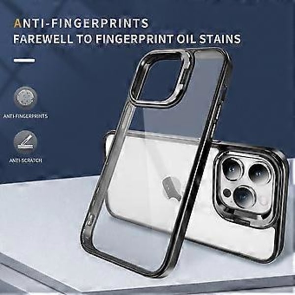 TPU+Akryl Skal med Linsram, Stativ och Skydd för iPhone 15 Pro (Stil A)