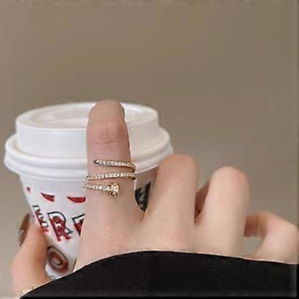 Negl Ring til Kvinder Piger Cubic Zirconia Ringe Delikat Spiralringe KPOP Pegefinger Ring Guld Negl Pegefinger Ringe Justerbare Åbne Ringe Fødselsdag Ch