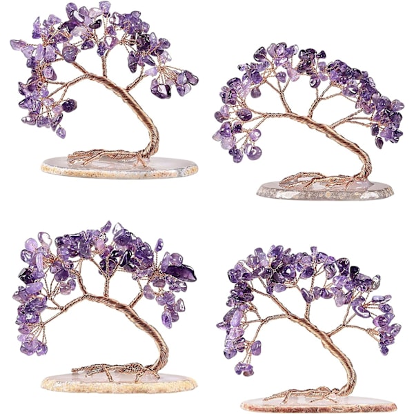 Pengar Träd av Läkande Kristaller på Agatskiva Bas, FengShui Quartz