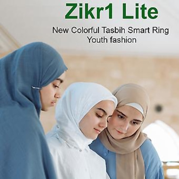 iQibla Zikr 1 Lite Bøn for Smart Tally Counter Ring Muslim Digital for Tid R(Kaffe)