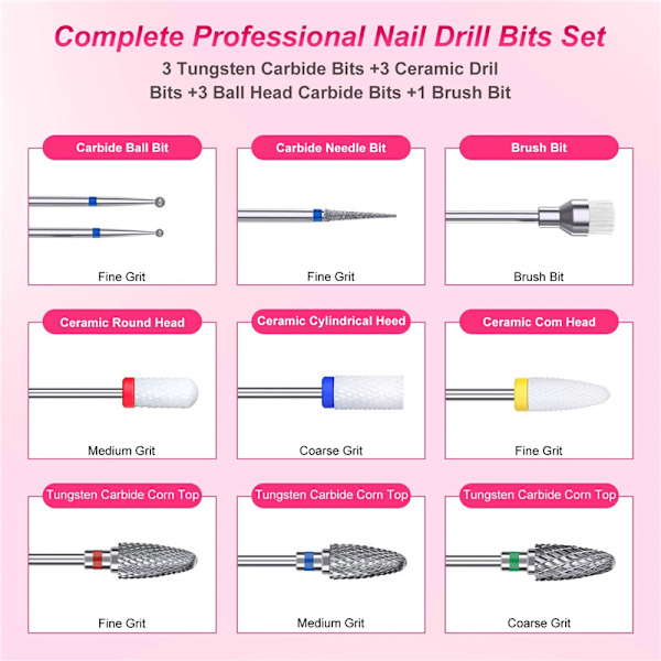 10 st keramiska nagelborrset professionella ta bort akryl G