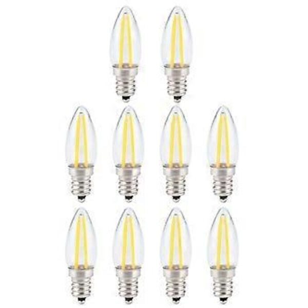 10 stk. E12 Lang Filament Små LED Lyspærer Dimbar Lampe 1,5W AC110V for Hjemmebelysning
